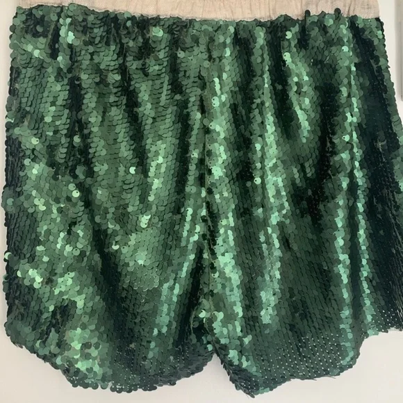 Zara Matte Green Sequin Shorts Small - Picture 6 of 10